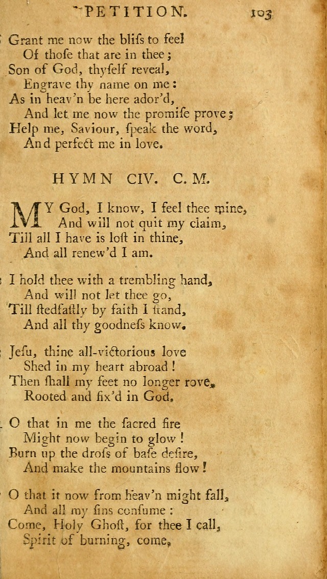 A Pocket hymn-book, designed as a constant companion for the pious: collected from various authors (11th ed.) page 103
