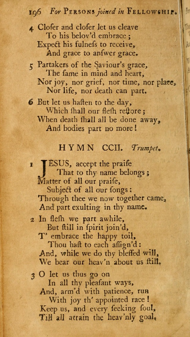 A Pocket hymn-book, designed as a constant companion for the pious: collected from various authors (11th ed.) page 196