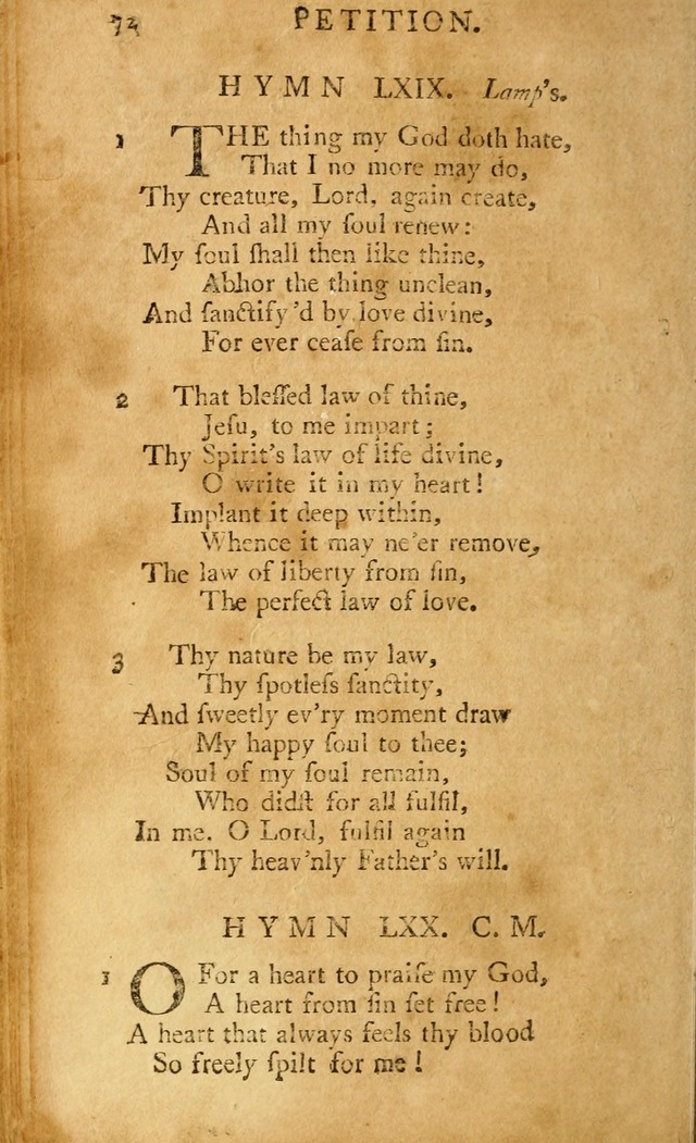 A Pocket hymn-book, designed as a constant companion for the pious: collected from various authors (11th ed.) page 72