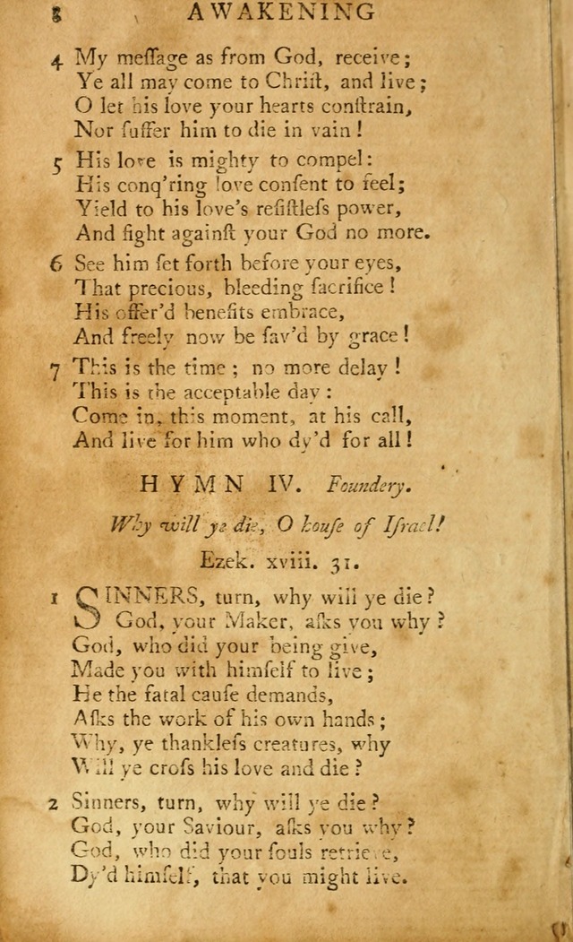 A Pocket hymn-book, designed as a constant companion for the pious: collected from various authors (11th ed.) page 8