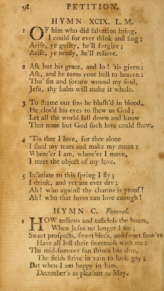 A Pocket hymn-book, designed as a constant companion for the pious: collected from various authors (11th ed.) page 98