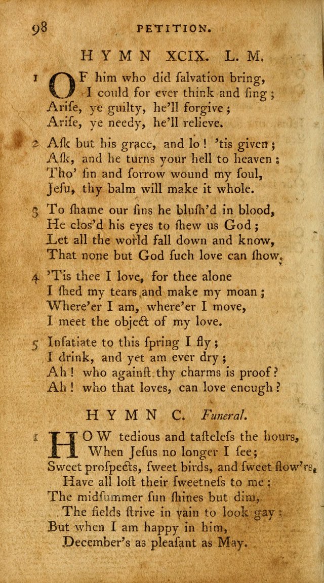 A Pocket Hymn Book, Designed as a Constant Companion for the Pious,  Collected from Various Authors. 28th ed. page 98