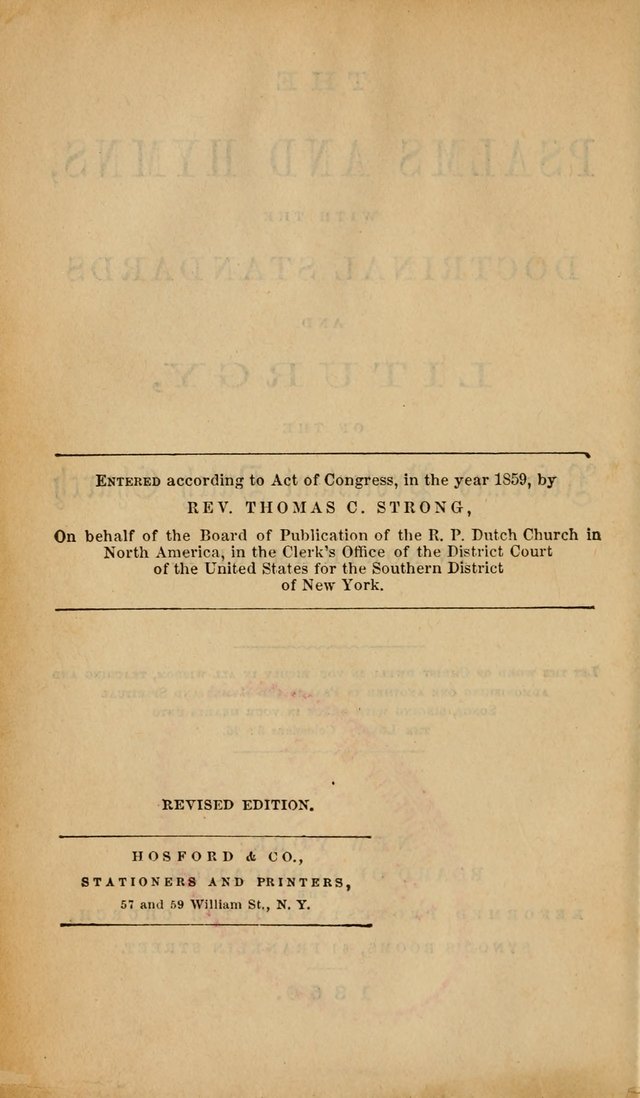 The Psalms and Hymns, with the Doctrinal Standards and Liturgy of the Reformed Protestant Dutch Church in North America page 1036