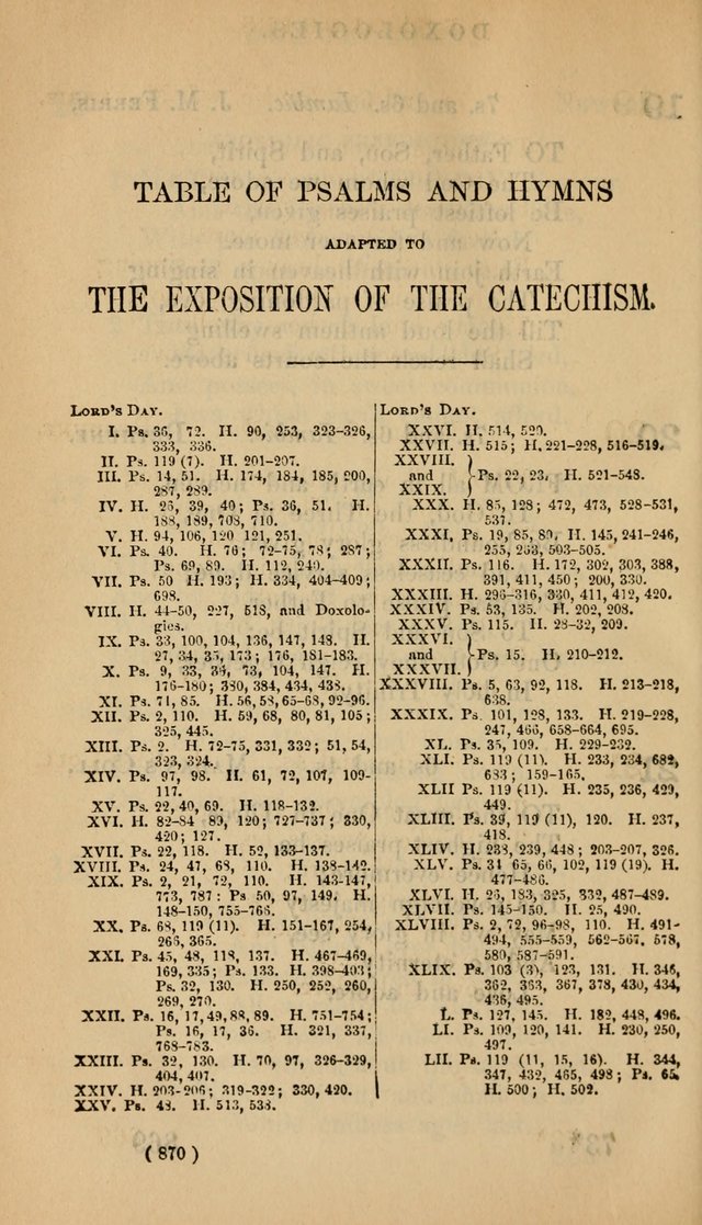 The Psalms and Hymns, with the Doctrinal Standards and Liturgy of the Reformed Protestant Dutch Church in North America page 878