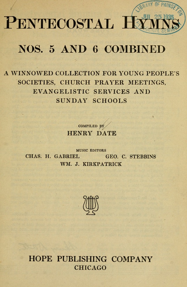 Pentecostal Hymns Nos. 5 and 6 Combined: a winnowed collection for young people