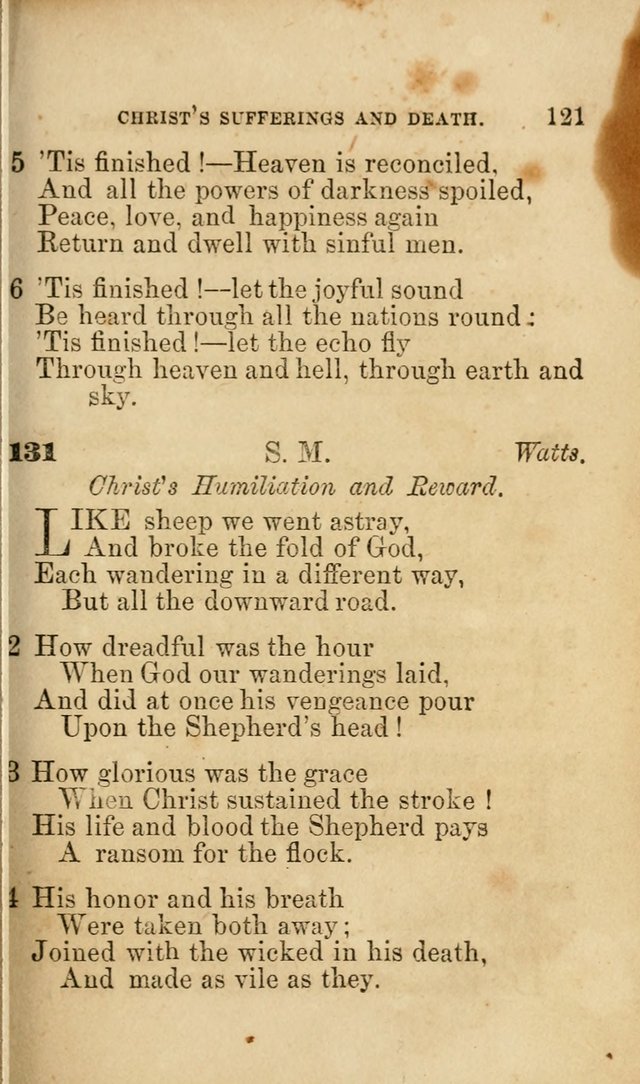 Pocket Hymns: original and selected. designed for the use of the regular Baptist church, and all who love our Lord Jesus Christ page 121