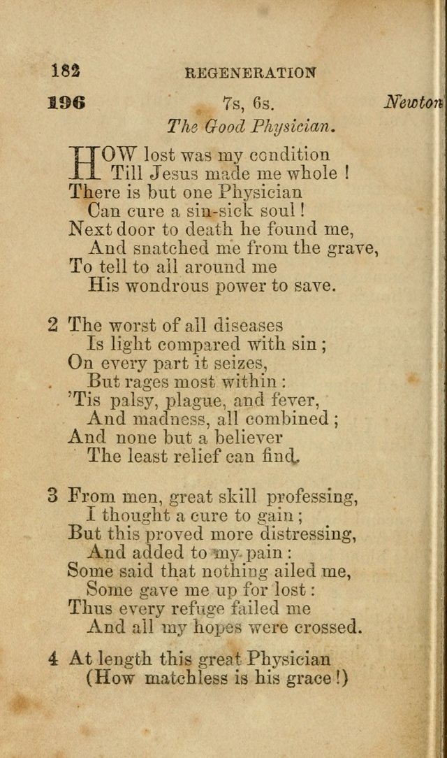 Pocket Hymns: original and selected. designed for the use of the regular Baptist church, and all who love our Lord Jesus Christ page 182