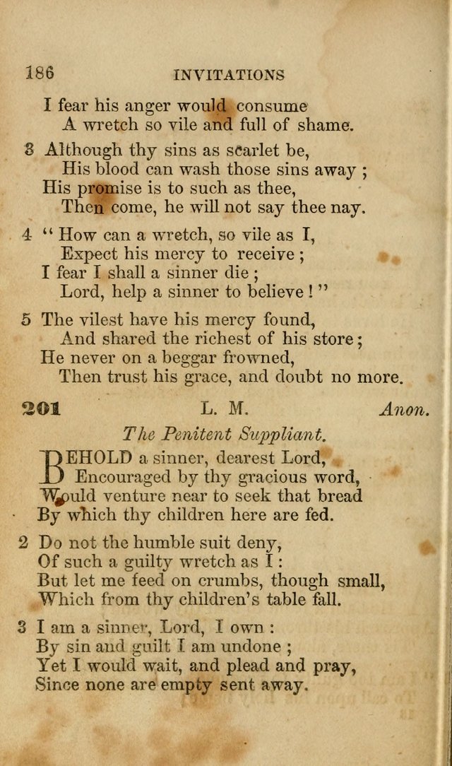 Pocket Hymns: original and selected. designed for the use of the regular Baptist church, and all who love our Lord Jesus Christ page 186