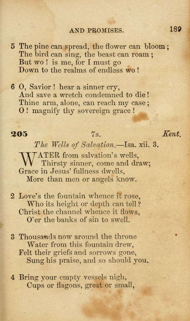 Pocket Hymns: original and selected. designed for the use of the regular Baptist church, and all who love our Lord Jesus Christ page 189