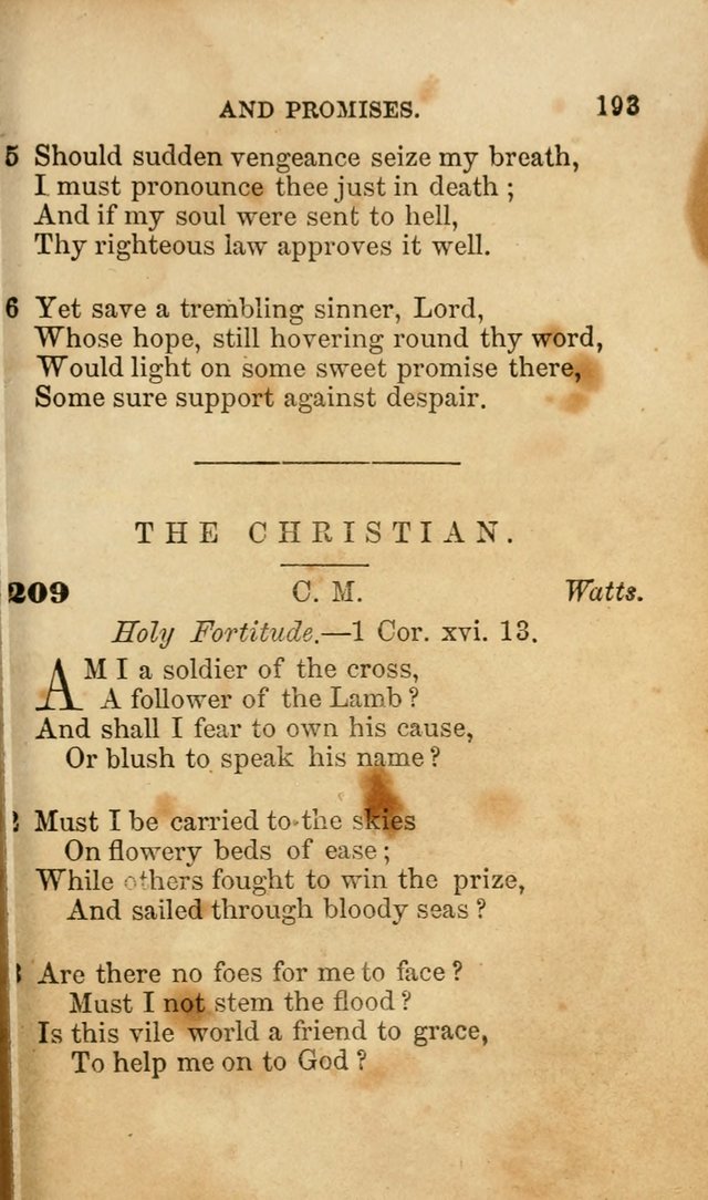 Pocket Hymns: original and selected. designed for the use of the regular Baptist church, and all who love our Lord Jesus Christ page 193
