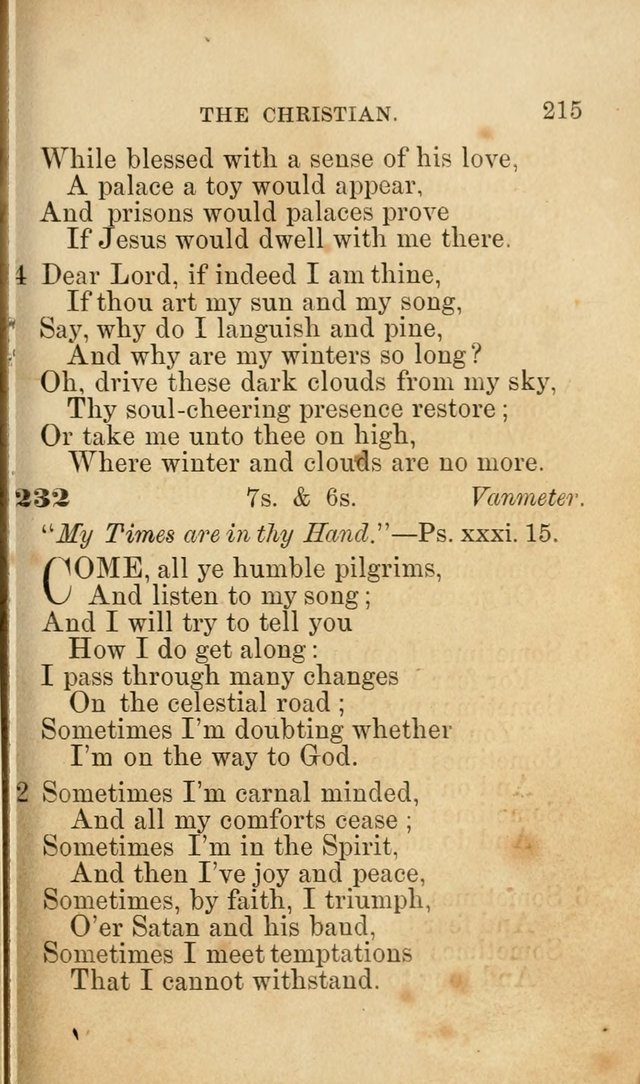 Pocket Hymns: original and selected. designed for the use of the regular Baptist church, and all who love our Lord Jesus Christ page 215