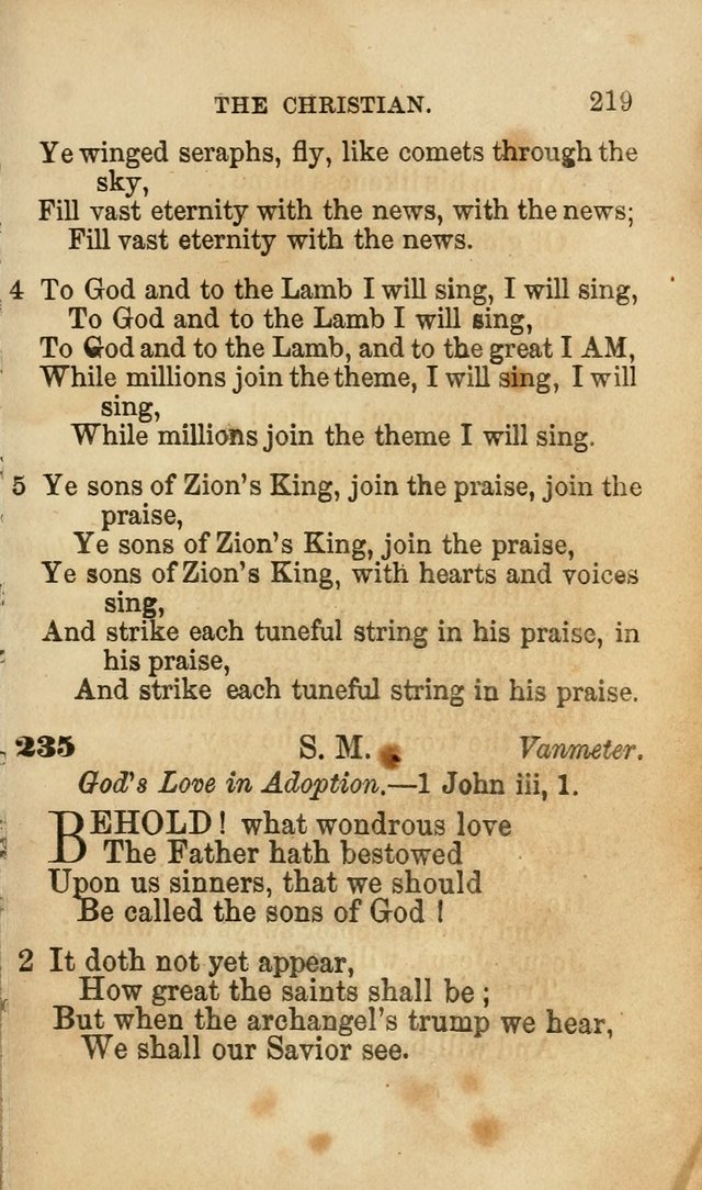 Pocket Hymns: original and selected. designed for the use of the regular Baptist church, and all who love our Lord Jesus Christ page 219