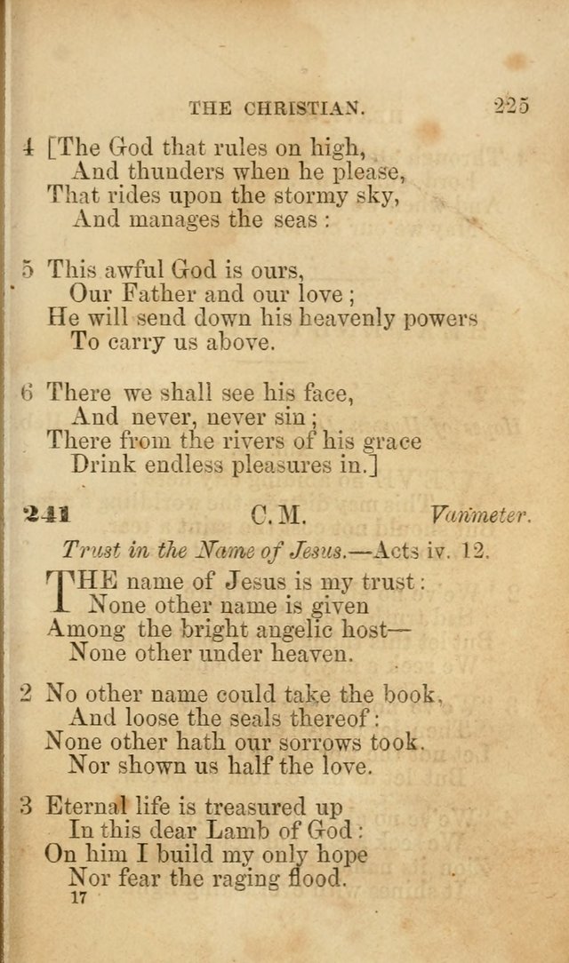 Pocket Hymns: original and selected. designed for the use of the regular Baptist church, and all who love our Lord Jesus Christ page 225