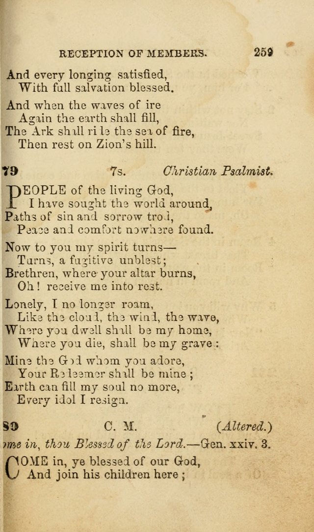 Pocket Hymns: original and selected. designed for the use of the regular Baptist church, and all who love our Lord Jesus Christ page 259