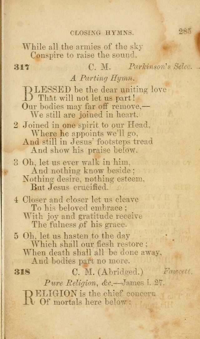 Pocket Hymns: original and selected. designed for the use of the regular Baptist church, and all who love our Lord Jesus Christ page 287