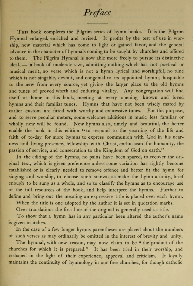 The Pilgrim Hymnal: with responsive readings and other aids to worship page vii