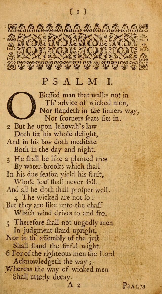 The Psalms, Hymns, and Spiritual Songs of the Old and New-Testament: faithfully translated into English metre: for the use, edification, and comfort of the saints...especially in New-England (25th ed) page 1