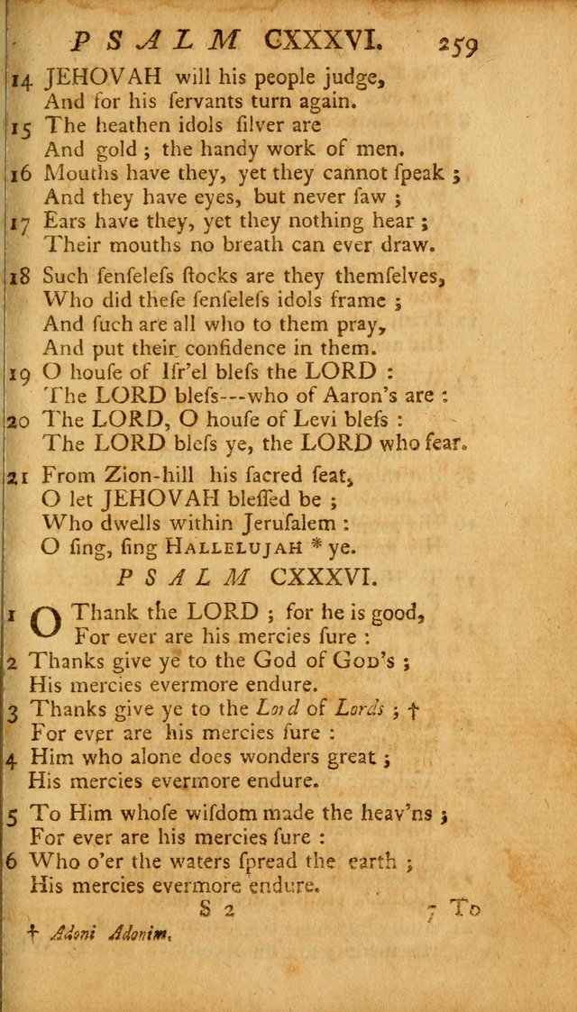 The Psalms, Hymns and Spiritual Songs of the Old and New Testament, faithully translated into English metre: being the New England Psalm Book (Rev. and Improved) page 259