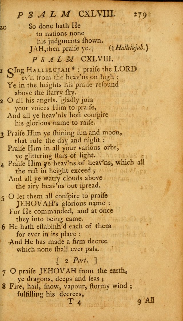 The Psalms, Hymns and Spiritual Songs of the Old and New Testament, faithully translated into English metre: being the New England Psalm Book (Rev. and Improved) page 279