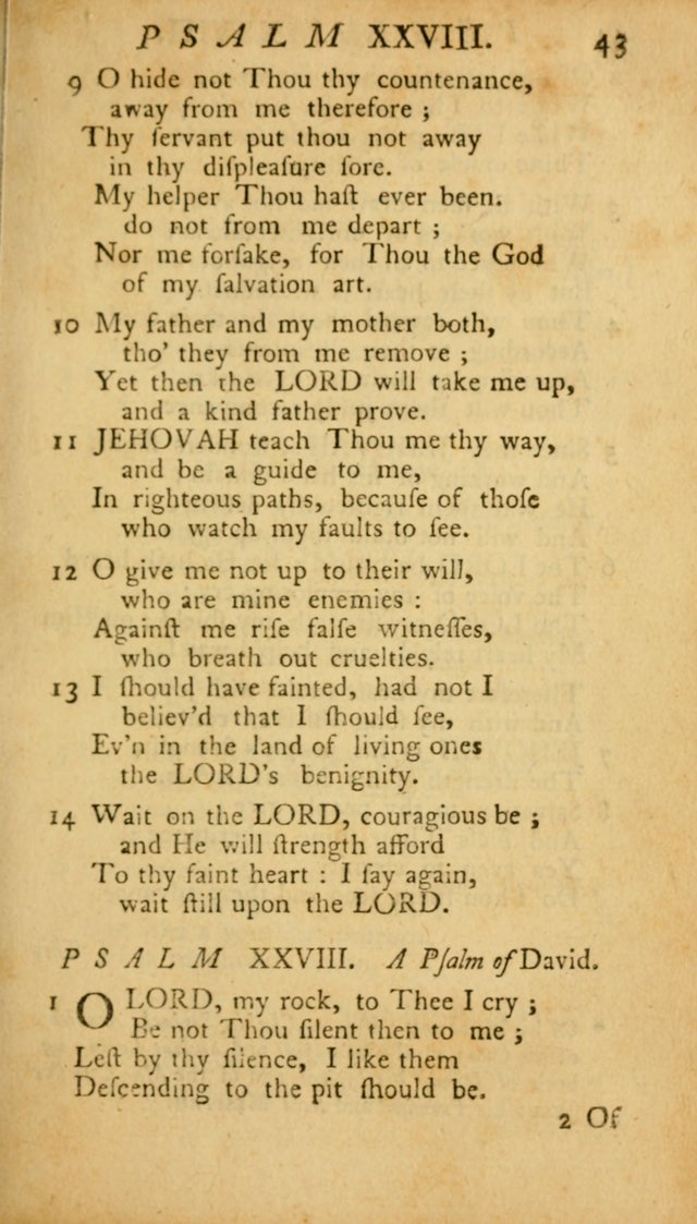 The Psalms, Hymns and Spiritual Songs of the Old and New Testament, faithully translated into English metre: being the New England Psalm Book (Rev. and Improved) page 43