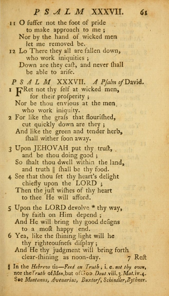 The Psalms, Hymns and Spiritual Songs of the Old and New Testament, faithully translated into English metre: being the New England Psalm Book (Rev. and Improved) page 61