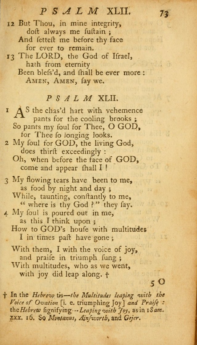 The Psalms, Hymns and Spiritual Songs of the Old and New Testament, faithully translated into English metre: being the New England Psalm Book (Rev. and Improved) page 73