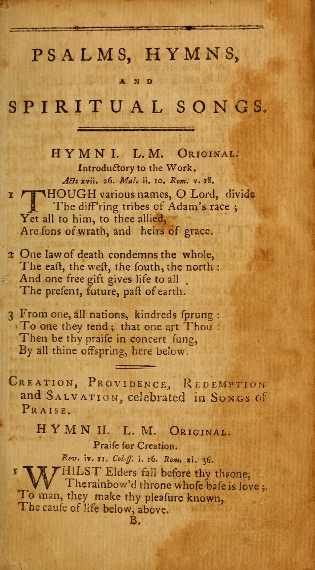 Psalms, Hymns and Spiritual Songs: selected and original, designed for the use of the Church Universal in public and private devotion page 1