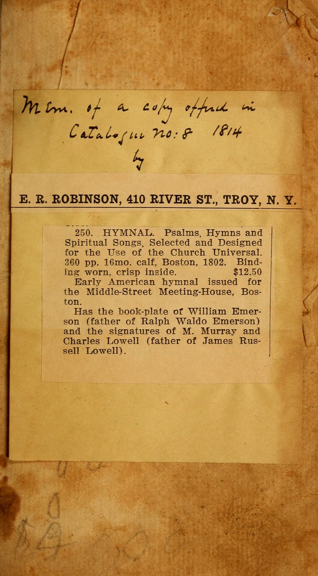 Psalms, Hymns and Spiritual Songs: selected and original, designed for the use of the Church Universal in public and private devotion page iii