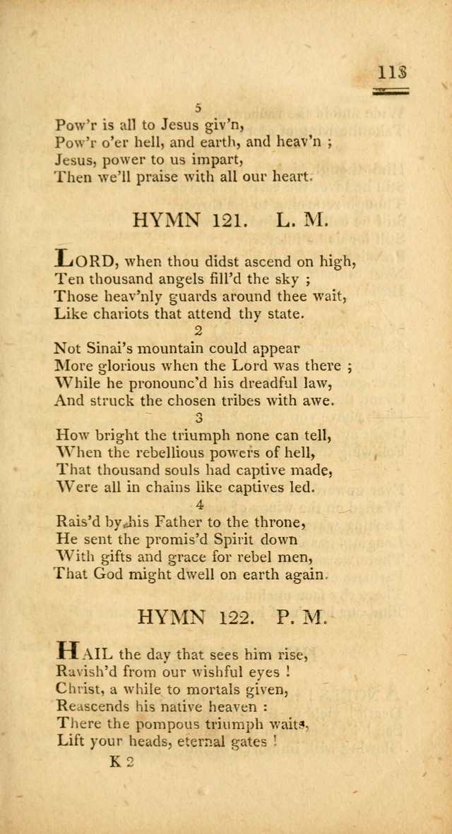 Psalms, Hymns and Spiritual Songs: selected and designed for the use of  the church universal, in public and private devotion; with an appendix, containing the original hymns omitted in the last ed. page 115