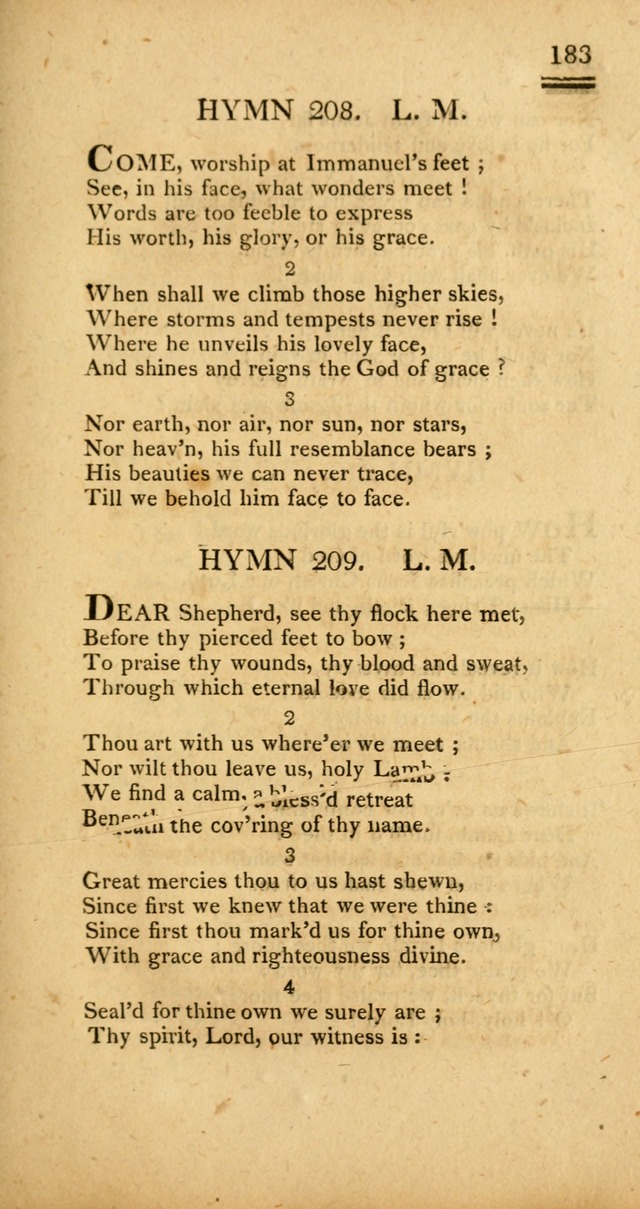 Psalms, Hymns and Spiritual Songs: selected and designed for the use of  the church universal, in public and private devotion; with an appendix, containing the original hymns omitted in the last ed. page 185