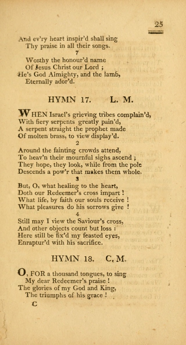 Psalms, Hymns and Spiritual Songs: selected and designed for the use of  the church universal, in public and private devotion; with an appendix, containing the original hymns omitted in the last ed. page 25