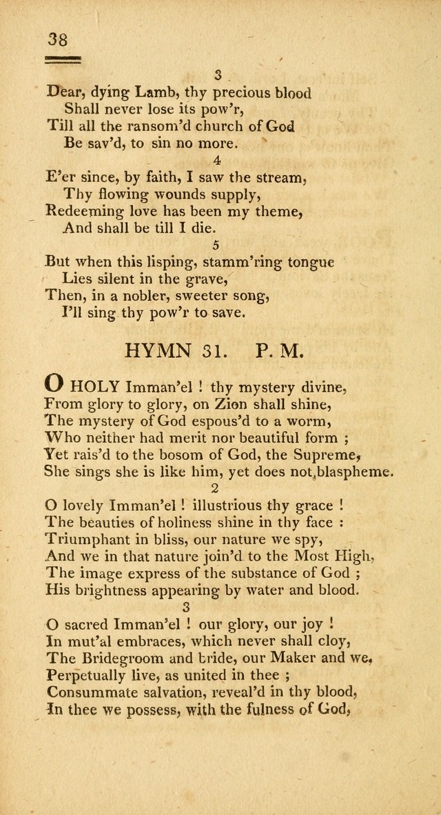 Psalms, Hymns and Spiritual Songs: selected and designed for the use of  the church universal, in public and private devotion; with an appendix, containing the original hymns omitted in the last ed. page 38