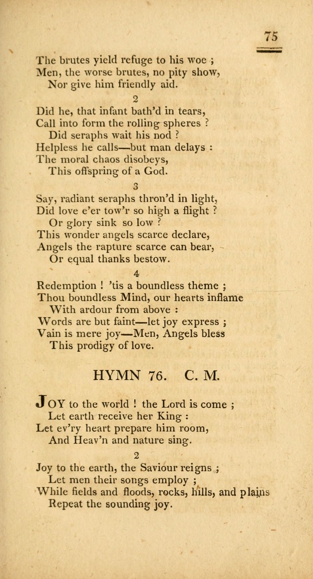 Psalms, Hymns and Spiritual Songs: selected and designed for the use of  the church universal, in public and private devotion; with an appendix, containing the original hymns omitted in the last ed. page 75