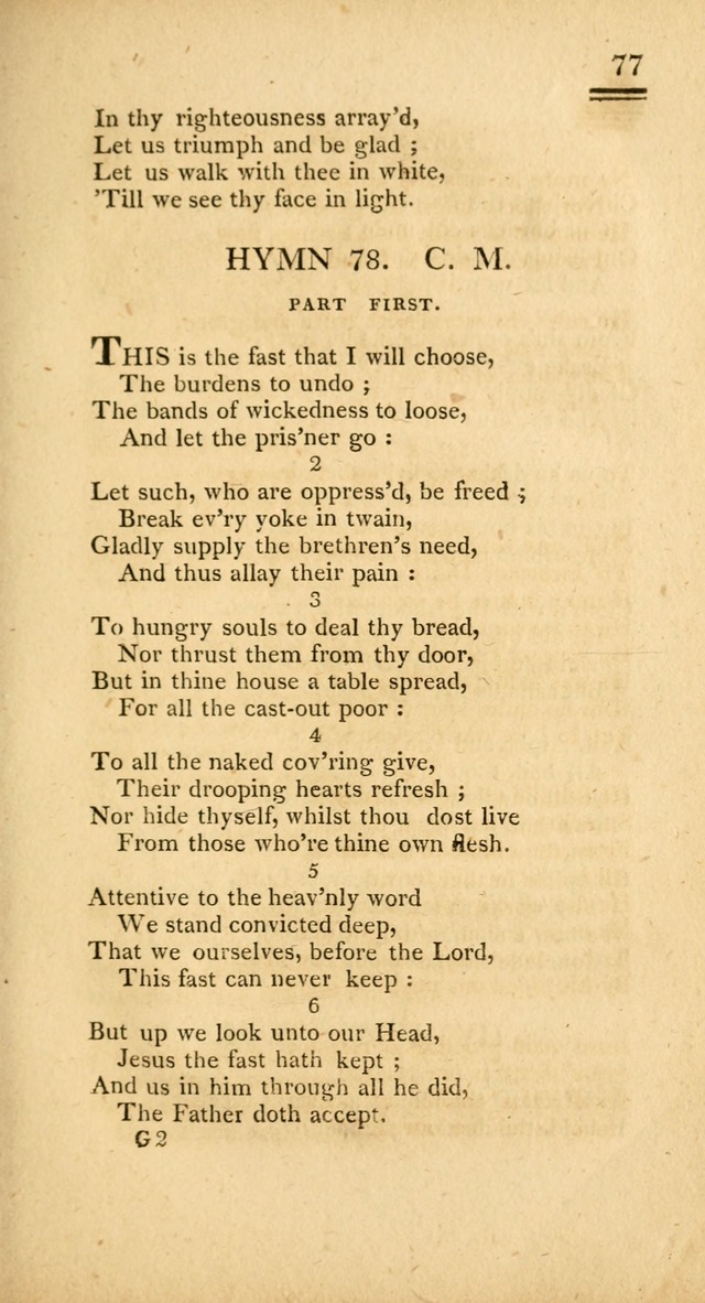 Psalms, Hymns and Spiritual Songs: selected and designed for the use of  the church universal, in public and private devotion; with an appendix, containing the original hymns omitted in the last ed. page 77