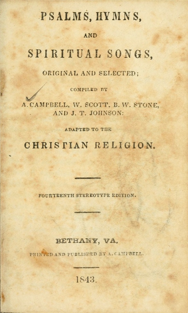 Psalms, Hymns and Spiritual Songs, Original and Selected. (14th stereotype ed.) page 1