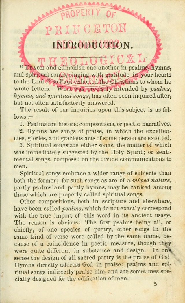 Psalms, Hymns and Spiritual Songs, Original and Selected. (14th stereotype ed.) page 5