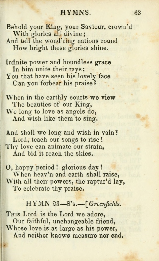 Psalms, Hymns and Spiritual Songs, Original and Selected. (14th stereotype ed.) page 63