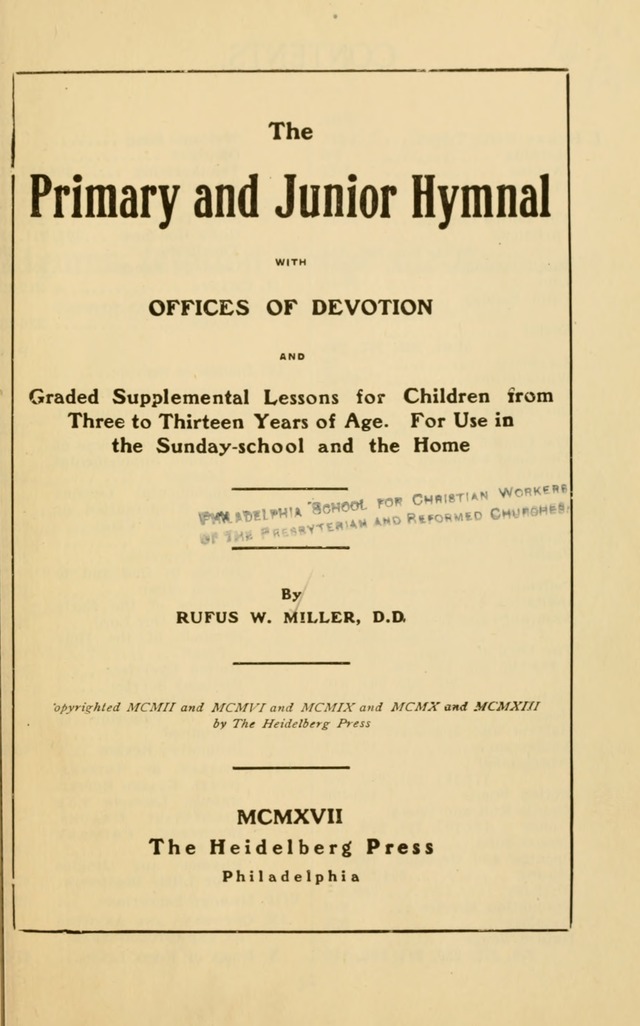 The Primary and Junior Hymnal page 3