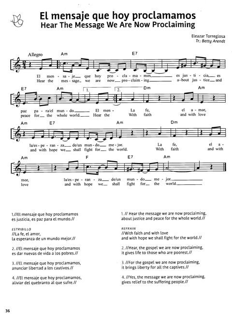 Paz en Nuestra Tierra: Canciones para el Camino desde América Latina / Peace on Earth: Songs for the Journey from Latin America page 30