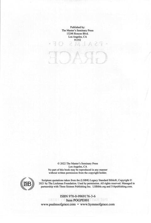 Psalms of Grace page ii