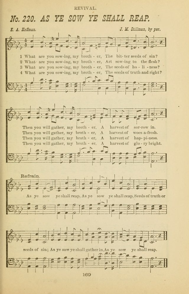 Prayer and Praise: or Hymns and Tunes for Prayer Meetings, Praise Meetings, Experience Meetings, Revivals, Missionary Meetings and all special occasions of Christian work and worship page 169