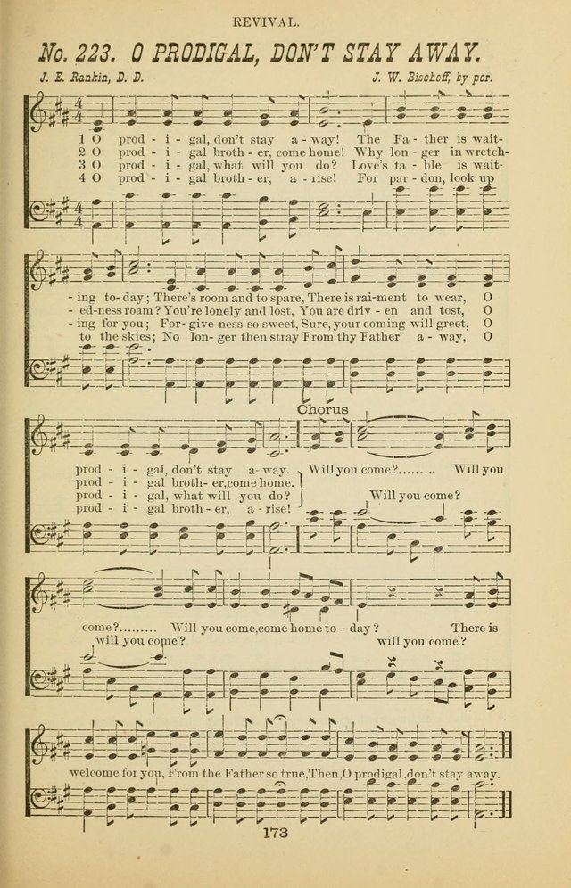 Prayer and Praise: or Hymns and Tunes for Prayer Meetings, Praise Meetings, Experience Meetings, Revivals, Missionary Meetings and all special occasions of Christian work and worship page 173