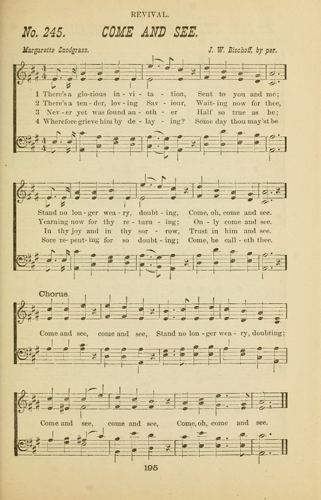 Prayer and Praise: or Hymns and Tunes for Prayer Meetings, Praise Meetings, Experience Meetings, Revivals, Missionary Meetings and all special occasions of Christian work and worship page 195