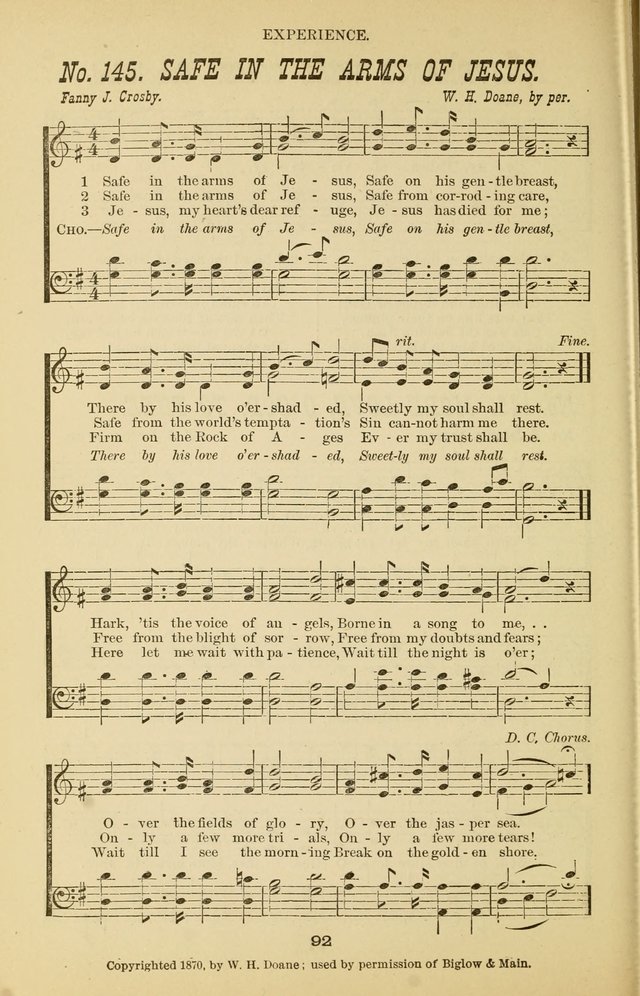 Prayer and Praise: or Hymns and Tunes for Prayer Meetings, Praise Meetings, Experience Meetings, Revivals, Missionary Meetings and all special occasions of Christian work and worship page 92