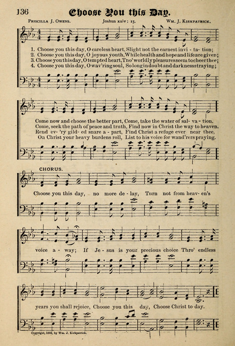 Praise in Song: a collection of hymns and sacred melodies page 136