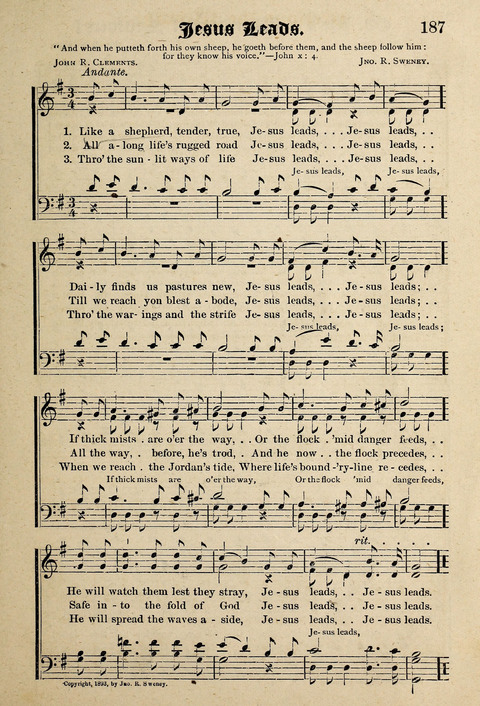 Praise in Song: a collection of hymns and sacred melodies page 187