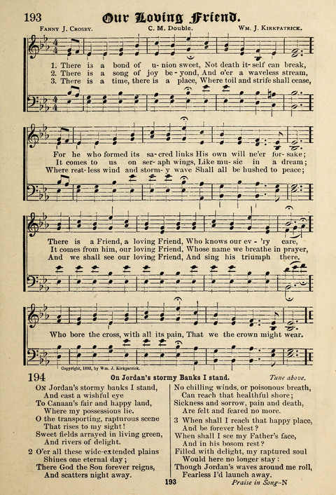 Praise in Song: a collection of hymns and sacred melodies page 193