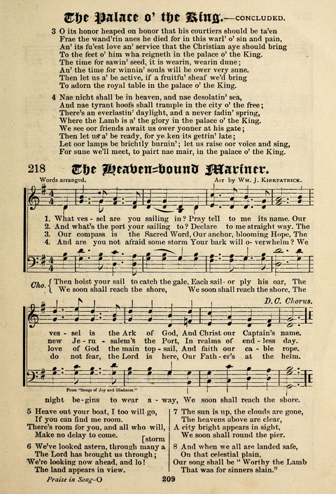 Praise in Song: a collection of hymns and sacred melodies page 209
