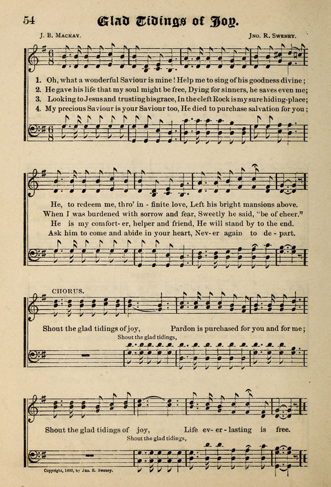 Praise in Song: a collection of hymns and sacred melodies page 54