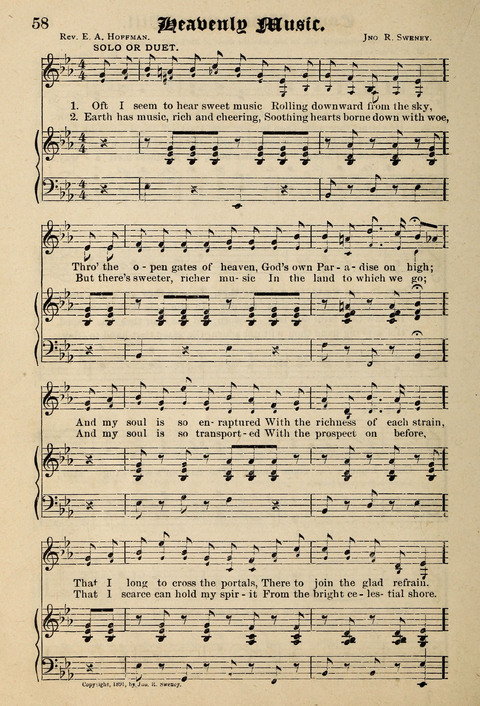 Praise in Song: a collection of hymns and sacred melodies page 58